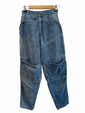 VTG Fury 90’s Faded Blue Corduroy Oversized Cargo Tapered Pants Junior’s 9/10